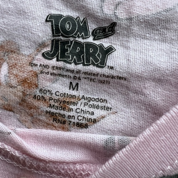 Tom and Jerry Tshirt Pink Allover print Size M unisex - Picture 3 of 4